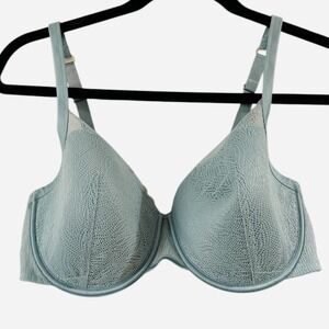 ThirdLove Luxe Lace Demi‎ Bra Womens 36E Sage Eyelet Underwire Lace Adjustable